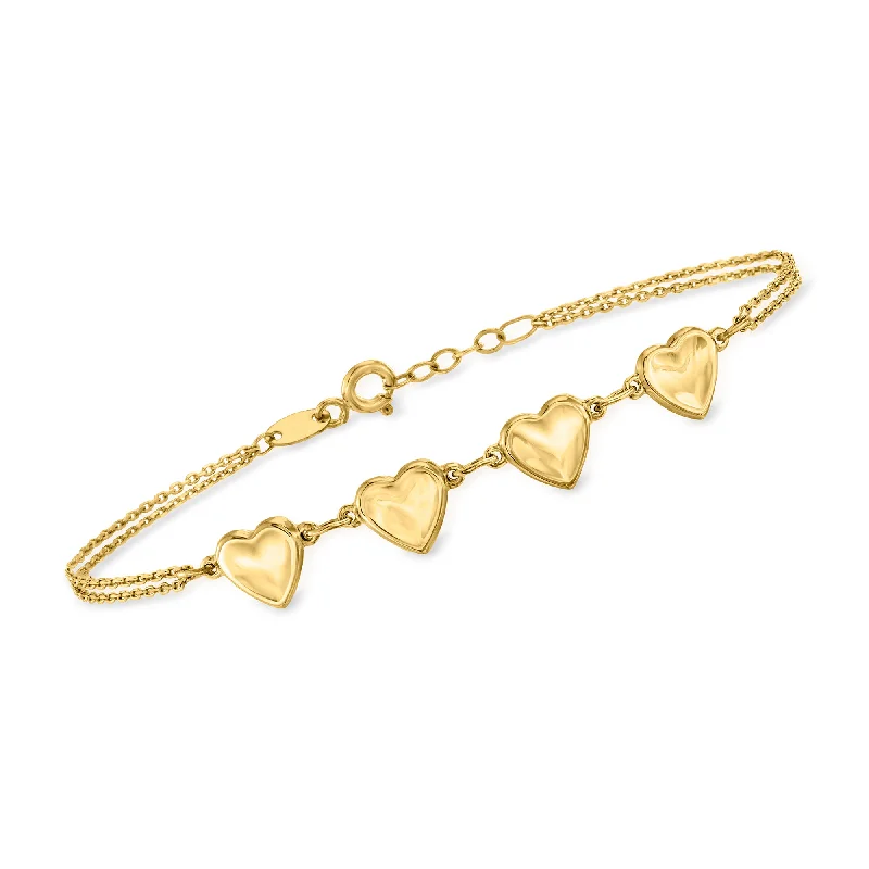 modern women’s bangles -modern women’s bangles -Ross-Simons 14kt Yellow Gold Heart Station Bracelet