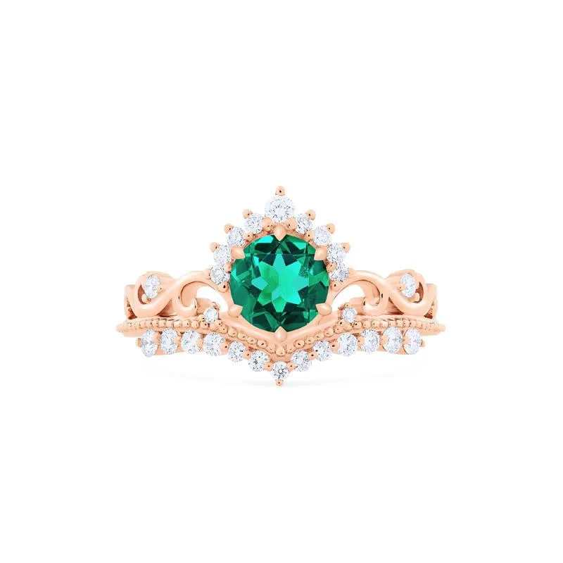 vintage engagement rings for women -vintage engagement rings for women -[Theia] Heirloom Crown Engagement Ring in Lab Emerald