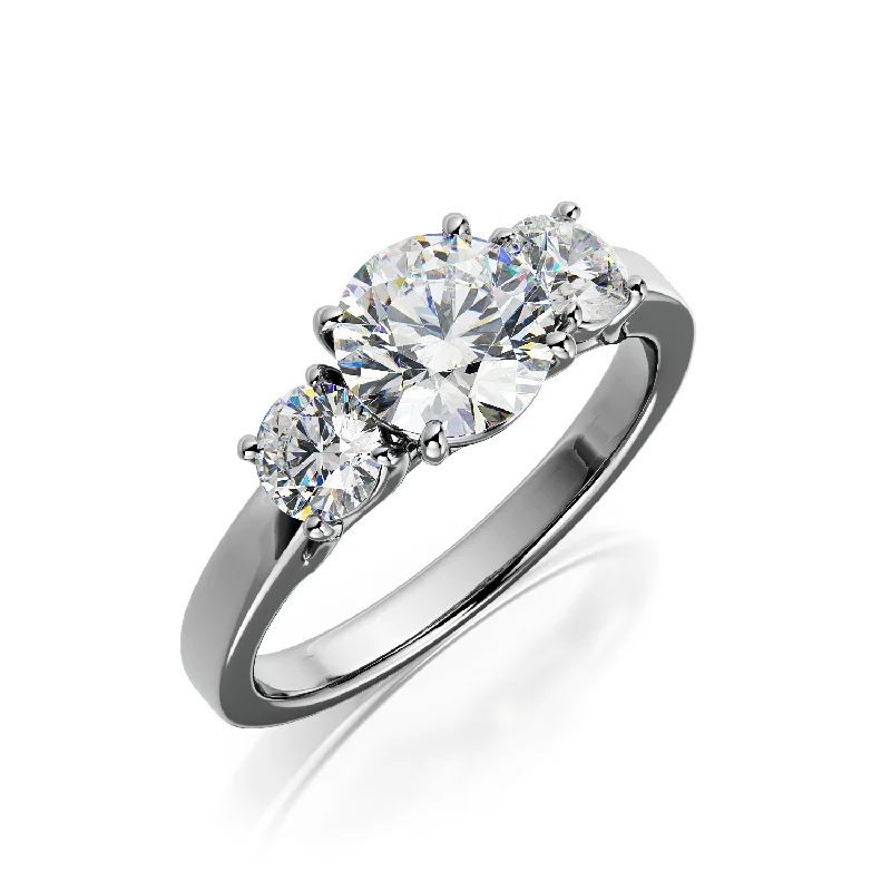 alternative engagement rings -alternative engagement rings -Solar Wind plain Band Natural Round  Diamond Engagement Ring