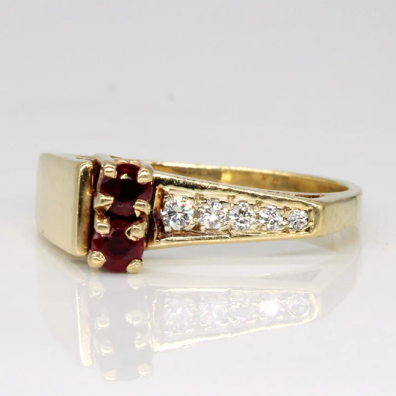 wedding bands for women -wedding bands for women -Ruby & Diamond Ring | 0.22ctw, 0.11ctw | SZ 8.75 |