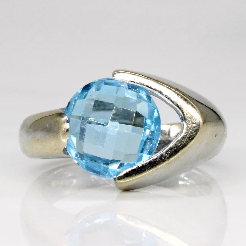 alternative wedding rings for women -alternative wedding rings for women -Checker Cut Blue Topaz Cocktail Ring | 3.50ct | SZ 7 |