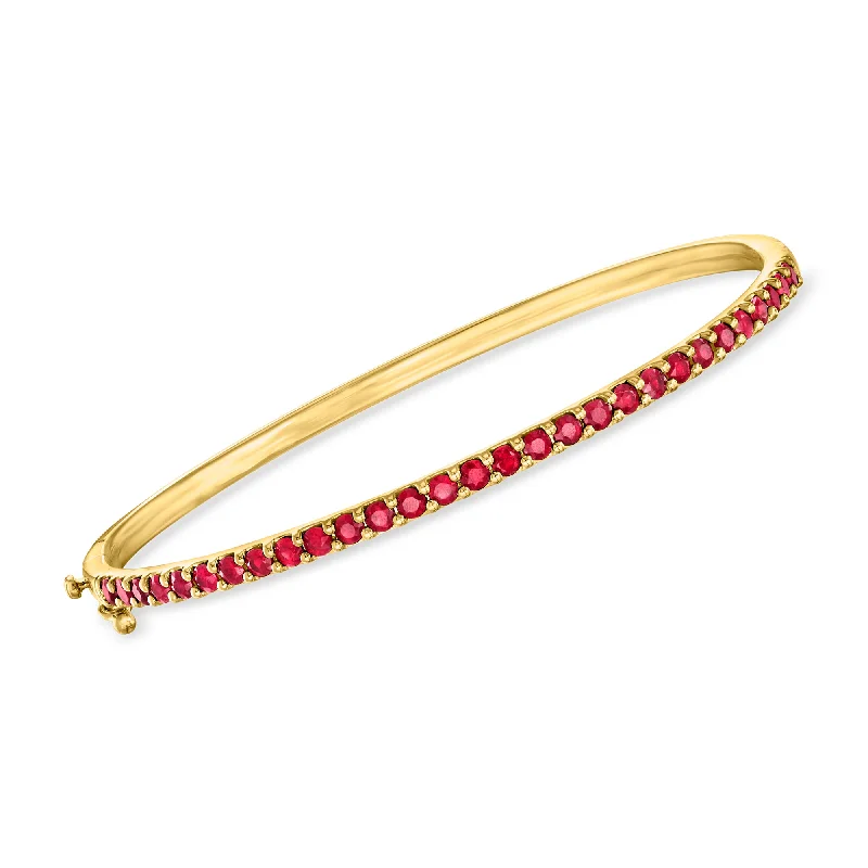 elegant gold bangles for women -elegant gold bangles for women -Ross-Simons Ruby Bangle Bracelet in 18kt Gold Over Sterling