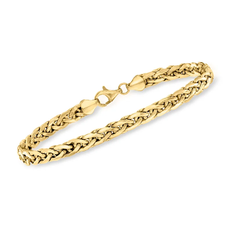 custom charm bangles for women -custom charm bangles for women -Ross-Simons 14kt Yellow Gold Wheat-Link Bracelet