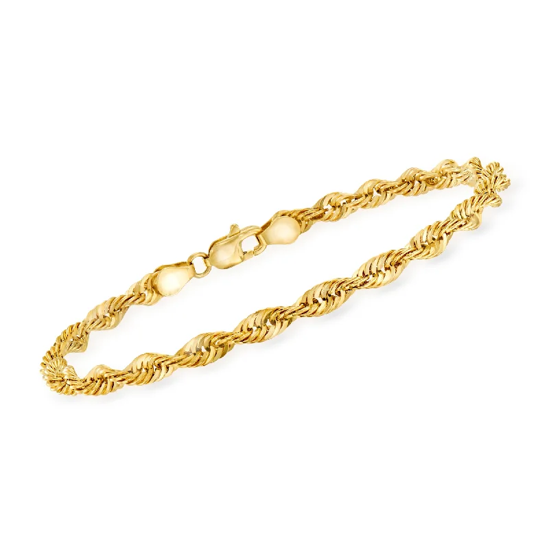 gold cuff bracelets for women -gold cuff bracelets for women -Ross-Simons 14kt Yellow Gold 4mm Rope Bracelet