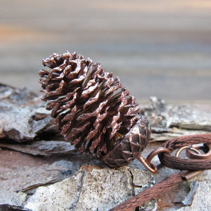 unique necklaces for women -unique necklaces for women -Pine Cone Pendant Necklace Made with Real Brown Shimmer Pinecone