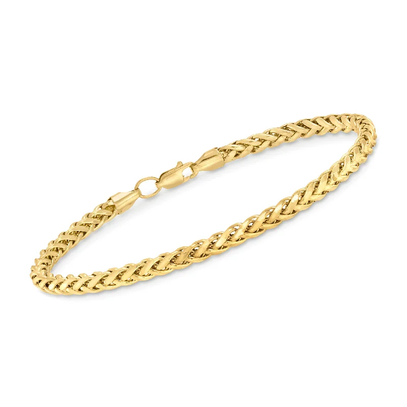 chic gemstone bangles -chic gemstone bangles -Ross-Simons 4mm 14kt Yellow Gold Wheat Chain Bracelet