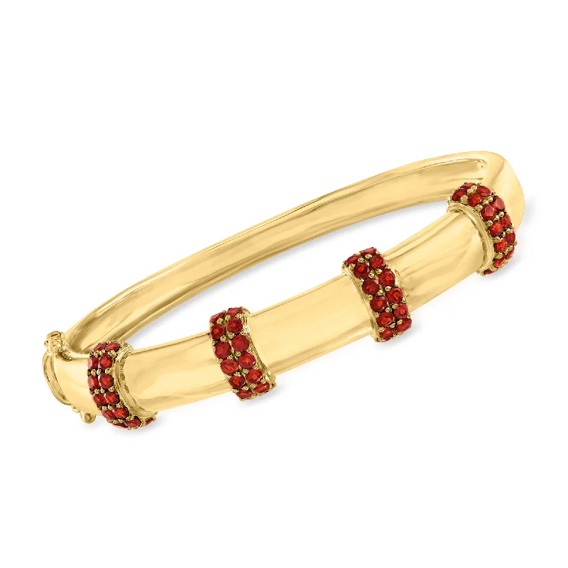 chunky bangles for women -chunky bangles for women -Ross-Simons Garnet Station Bangle Bracelet in 18kt Gold Over Sterling