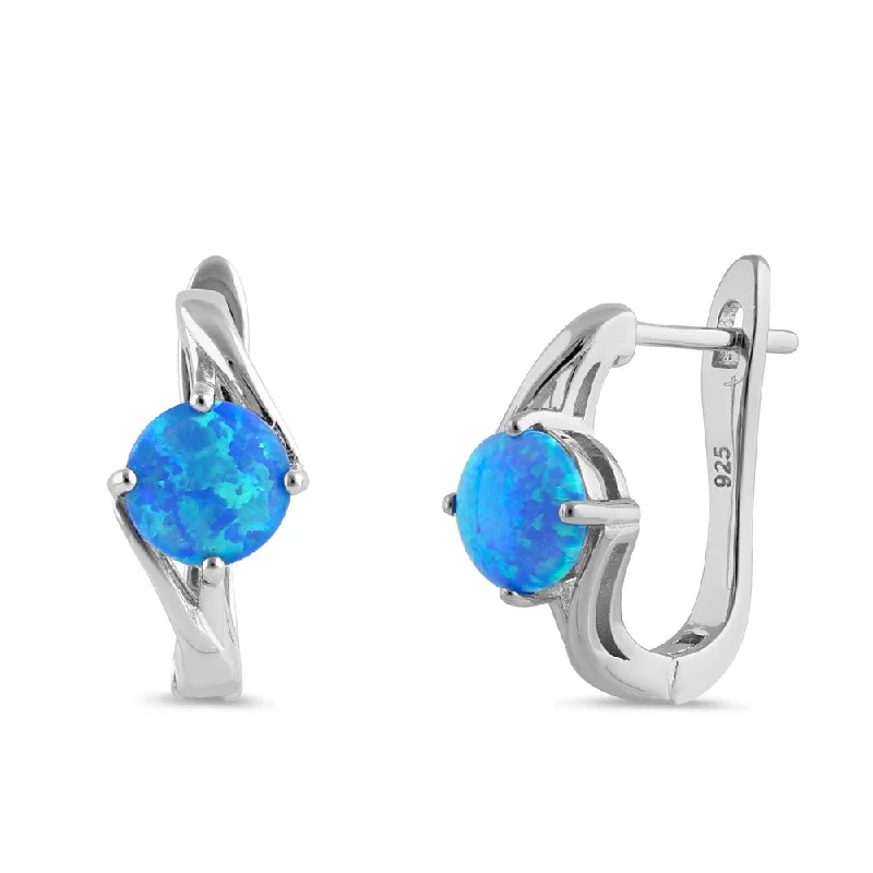 bridal stud earrings -bridal stud earrings -Sterling Silver Round Blue Lab Opal Earrings