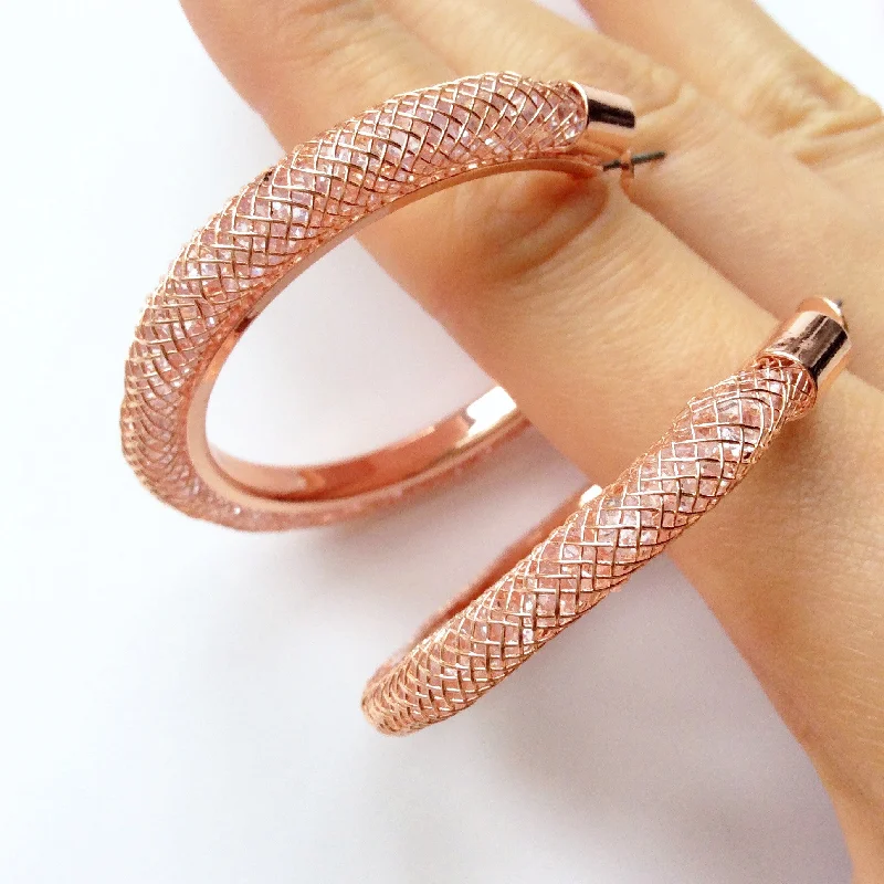 luxury gold earrings -luxury gold earrings -ROSE GOLD BEADED HOOP EARRINGS