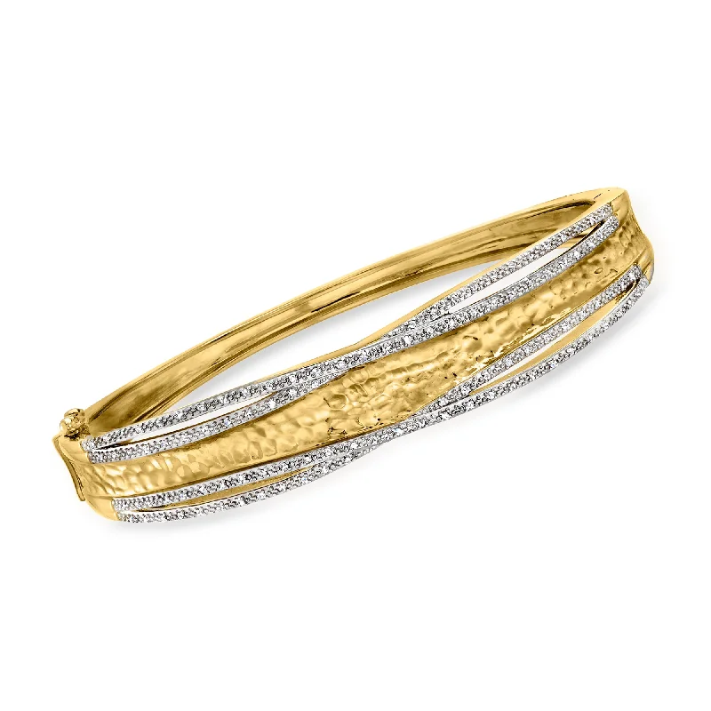 stacked gold bangles -stacked gold bangles -Ross-Simons Diamond Bangle Bracelet in 18kt Gold Over Sterling