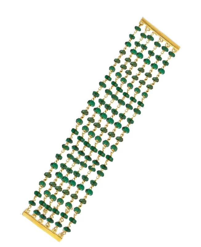 classic bangles for women -classic bangles for women -18k Gold Multi Strand Emerald Statement Bracelet