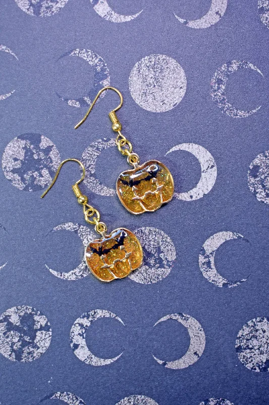 luxury pearl earrings -luxury pearl earrings -Glittery Vampire Pumpkin Earrings