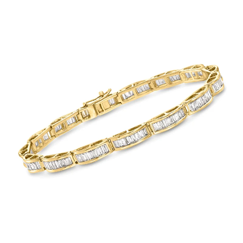 multi-colored bracelets for women -multi-colored bracelets for women -Ross-Simons Baguette Diamond Bracelet in 14kt Yellow Gold