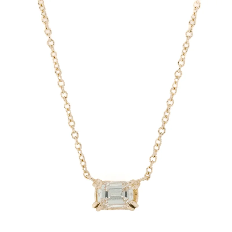 wedding necklaces for women -wedding necklaces for women -0.41ctw Emerald Cut Diamond Solitaire 16" Necklace in 14K Rose Gold