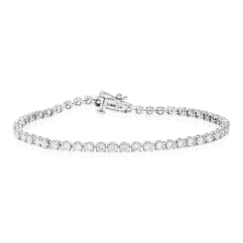 fashion bangles and bracelets -fashion bangles and bracelets -3 cttw 53 Stones Round Diamond Bracelet 14K White Gold Prong Set 7 Inch