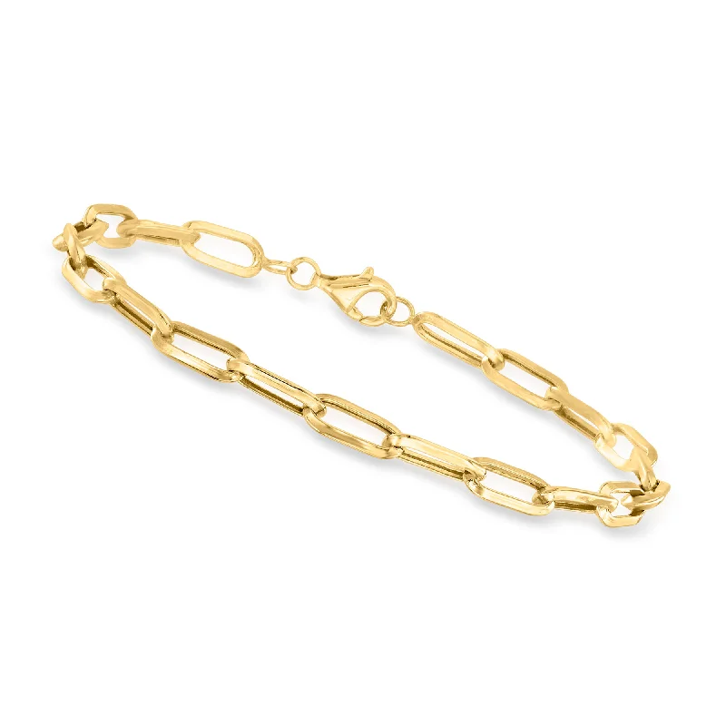 pearl bracelets for women -pearl bracelets for women -Canaria 10kt Yellow Gold Paper Clip Link Bracelet