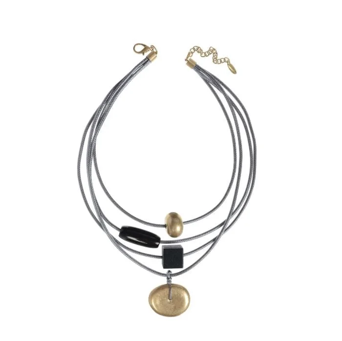 trendy necklaces for women -trendy necklaces for women -Hot Tomato Shape Shifter Orbit Necklace in Grey Black Golden