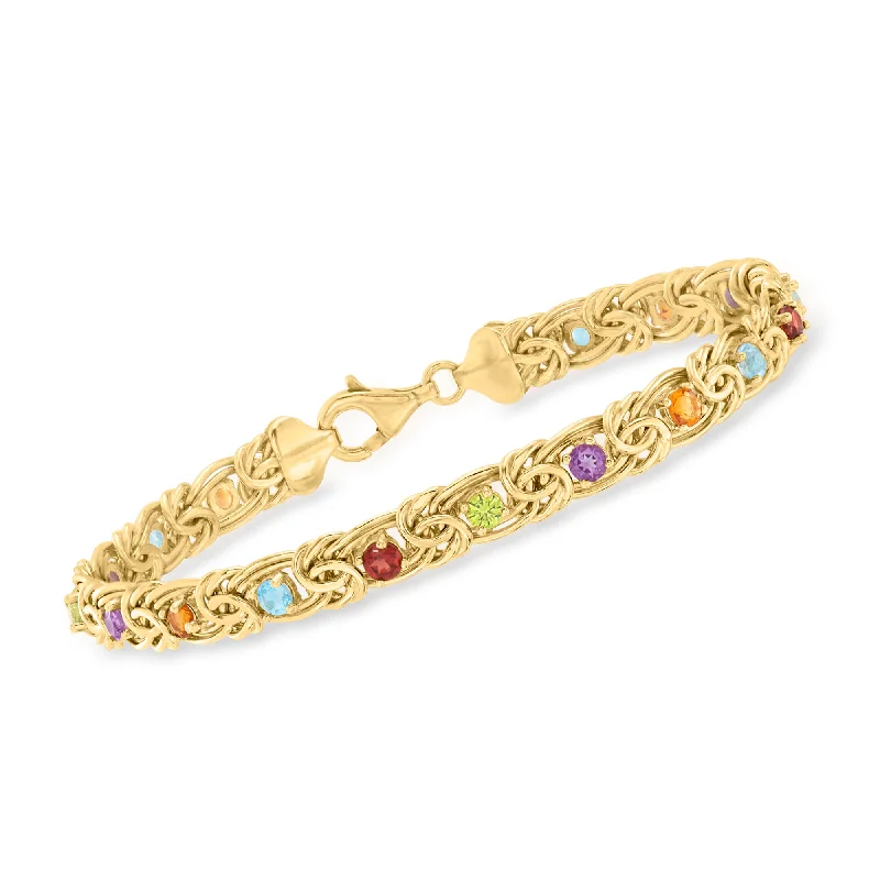 luxurious diamond bracelets -luxurious diamond bracelets -Ross-Simons Multi-Gemstone Byzantine Bracelet in 18kt Gold Over Sterling