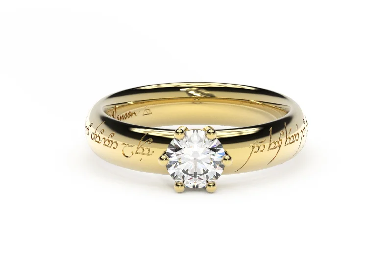 fancy cut engagement rings -fancy cut engagement rings -Classic Elvish Engagement Ring, Yellow Gold