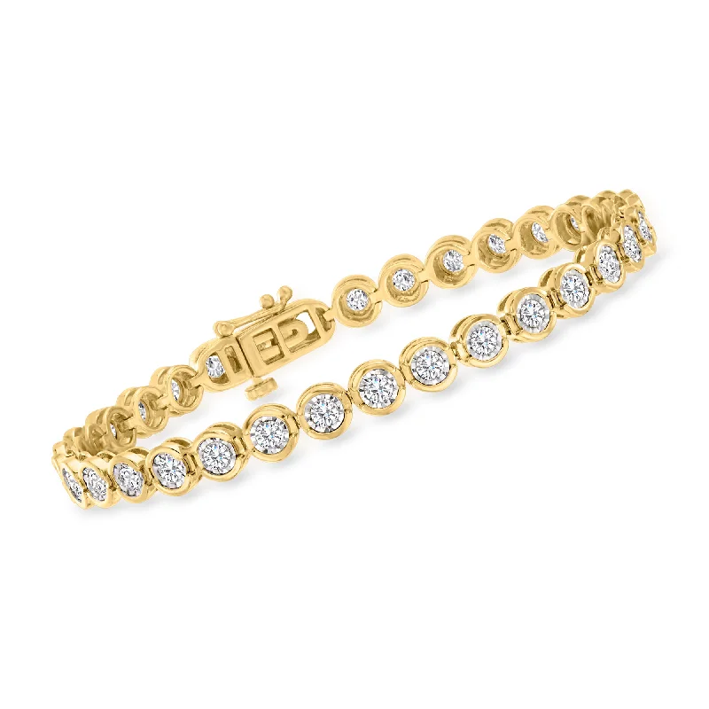 luxurious diamond bracelets -luxurious diamond bracelets -Ross-Simons 3.00- Bezel-Set Diamond Tennis Bracelet in 18kt Gold Over Sterling