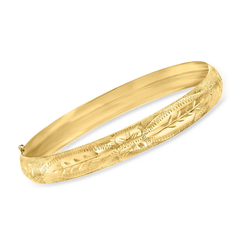 bangle bracelets for women -bangle bracelets for women -Ross-Simons 14kt Yellow Gold Floral Etched Bangle Bracelet