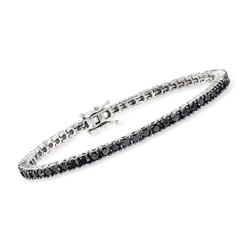 elegant silver cuff bracelets -elegant silver cuff bracelets -Ross-Simons Black Diamond Tennis Bracelet in Sterling Silver