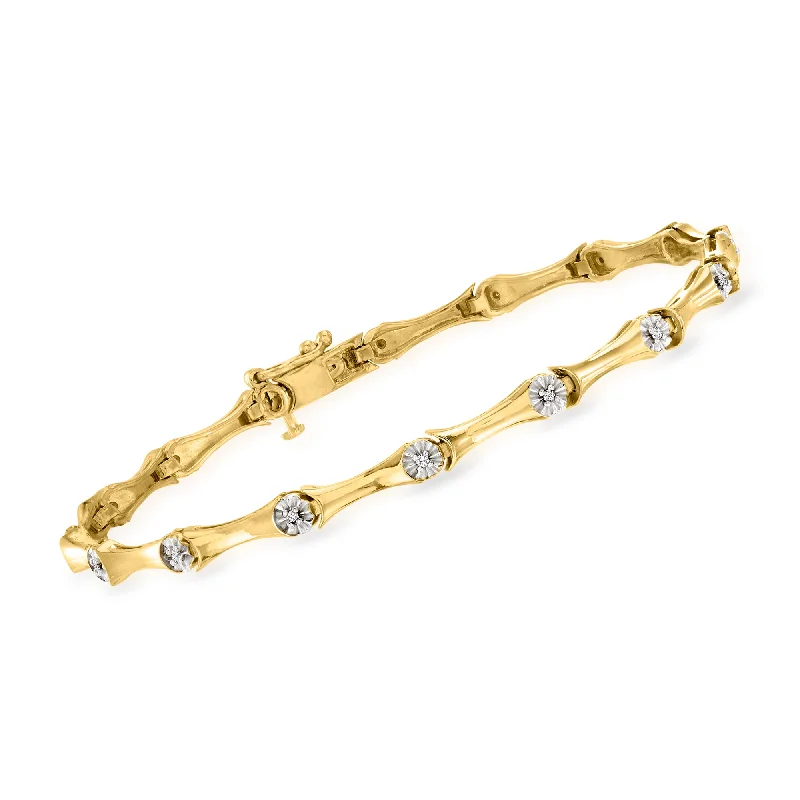 casual bracelets for women -casual bracelets for women -Ross-Simons Diamond Station Bracelet in 18kt Gold Over Sterling