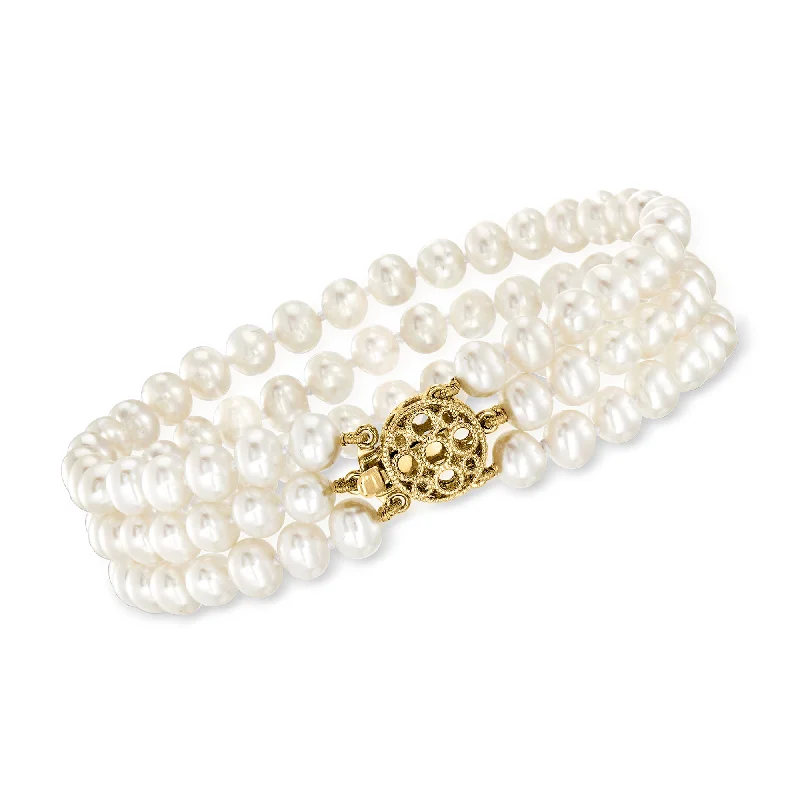 colorful bracelets for women -colorful bracelets for women -Ross-Simons 5-5.5mm Cultured Pearl Bracelet With 14kt Yellow Gold Clasp