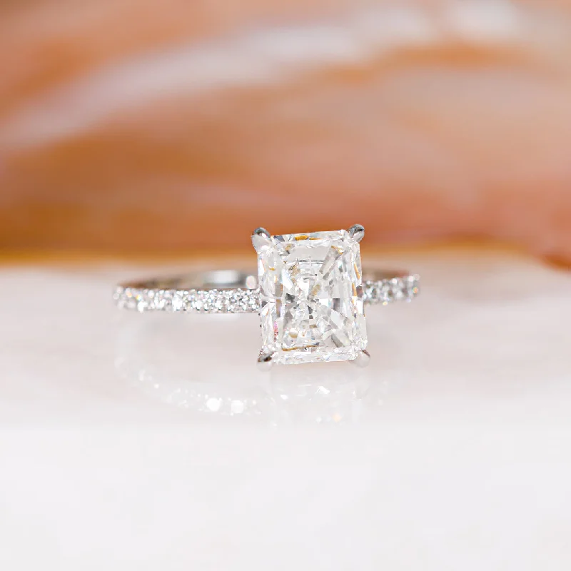 custom engagement rings for women -custom engagement rings for women -Evening Light - 2.3 Carat Natural Radiant Cut Diamond Engagement Ring