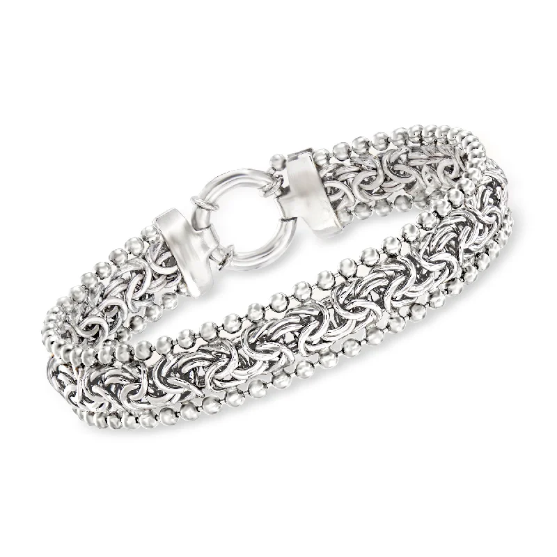 customizable bangles for women -customizable bangles for women -Ross-Simons Byzantine Beaded Bracelet in Sterling Silver