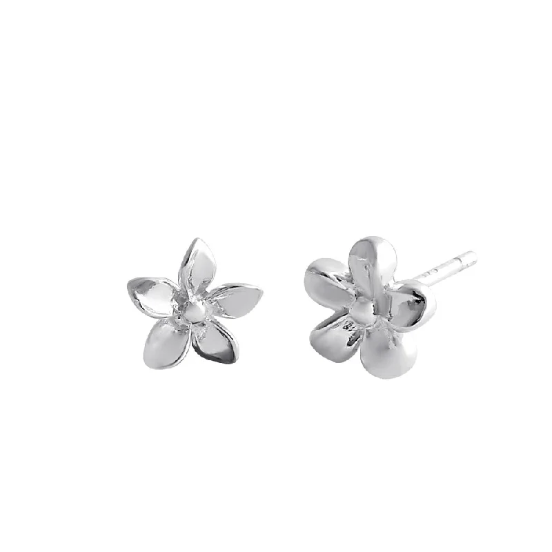 silver earrings for women -silver earrings for women -Sterling Silver Plumeria and Daisy Flower Stud Earrings