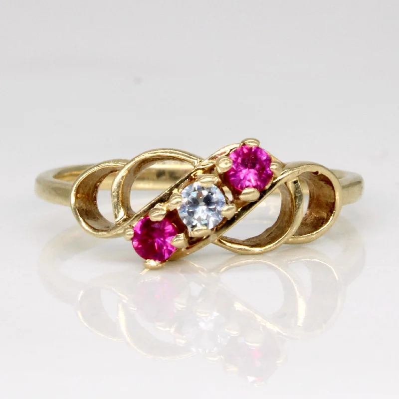 beautiful diamond wedding rings -beautiful diamond wedding rings -Synthetic Ruby & Clear Sapphire Waterfall Ring | 0.10ctw, 0.05ct | SZ 5.75 |