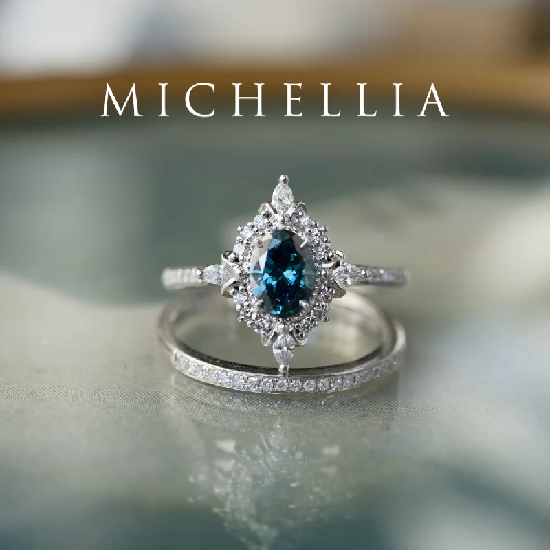 engagement rings for non-traditional brides -engagement rings for non-traditional brides -[Alessandra] IGI certified Teal Blue Diamond Engagement Ring, 14K White Gold - One of A Kind & Ready-to-Ship