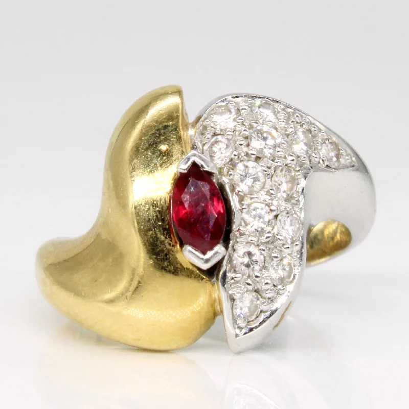 classic solitaire rings -classic solitaire rings -Diamond & Ruby Cocktail Ring | 0.29ctw, 0.20ct | SZ 5.75 |