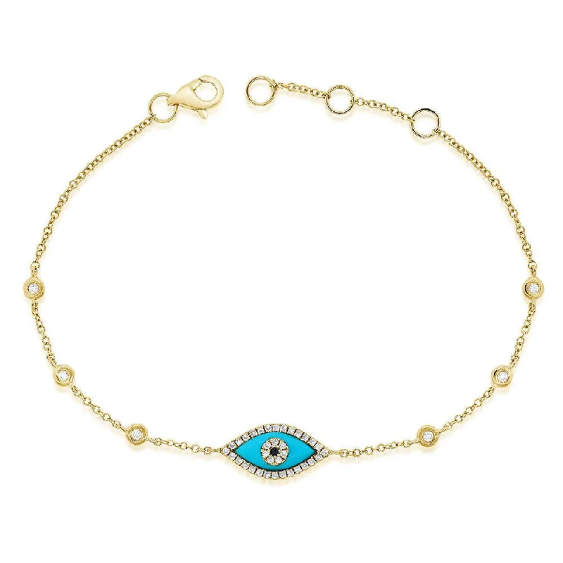 chunky bangles for women -chunky bangles for women -14k Gold & Diamond Evil Eye Bracelet