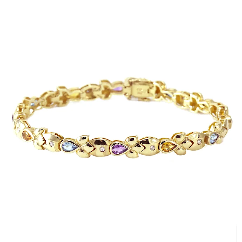 wedding bracelets for women -wedding bracelets for women -14k yellow gold multi color and diamond tennis bracelet