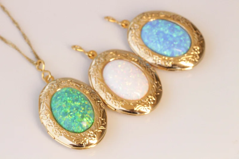 stunning statement necklaces for women -stunning statement necklaces for women -Opal Locket Necklace