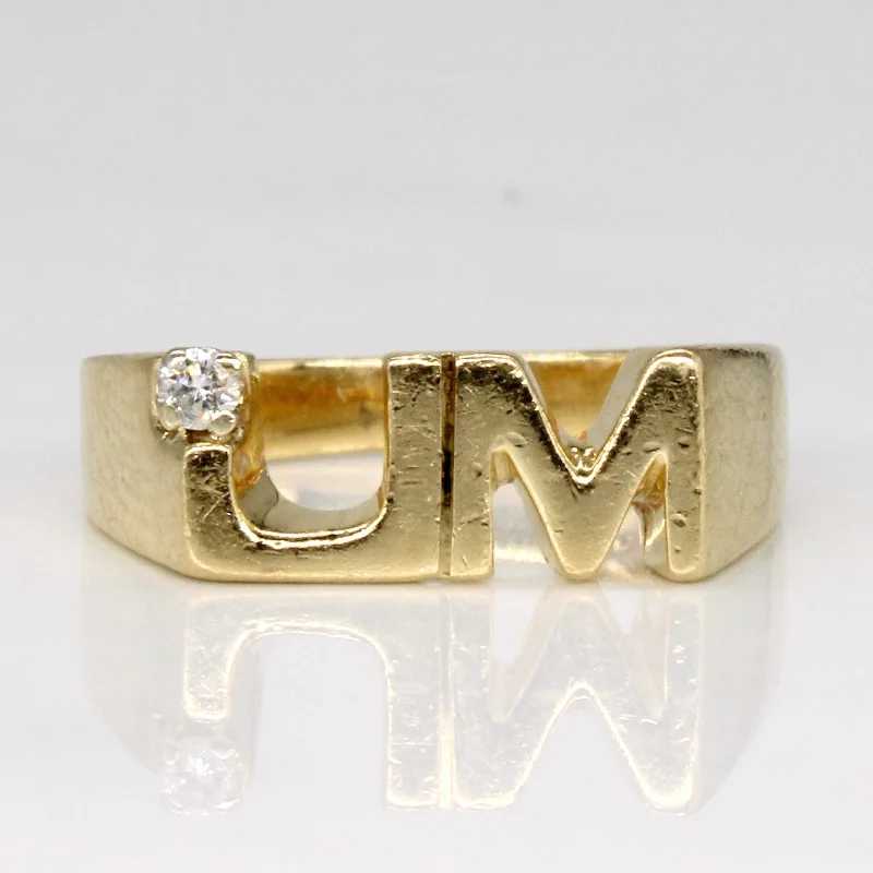 alternative wedding rings for women -alternative wedding rings for women -Diamond 'JM' Initial Ring | 0.03ct | SZ 5.25 |