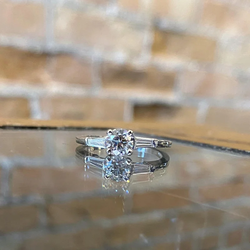 halo diamond engagement rings -halo diamond engagement rings -Baguette Side-stones Engagement Ring