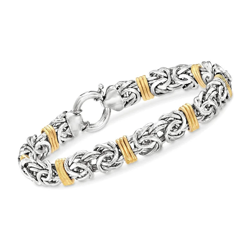 luxury gold bracelets -luxury gold bracelets -Ross-Simons Byzantine Bracelet in Sterling Silver and 14kt Yellow Gold