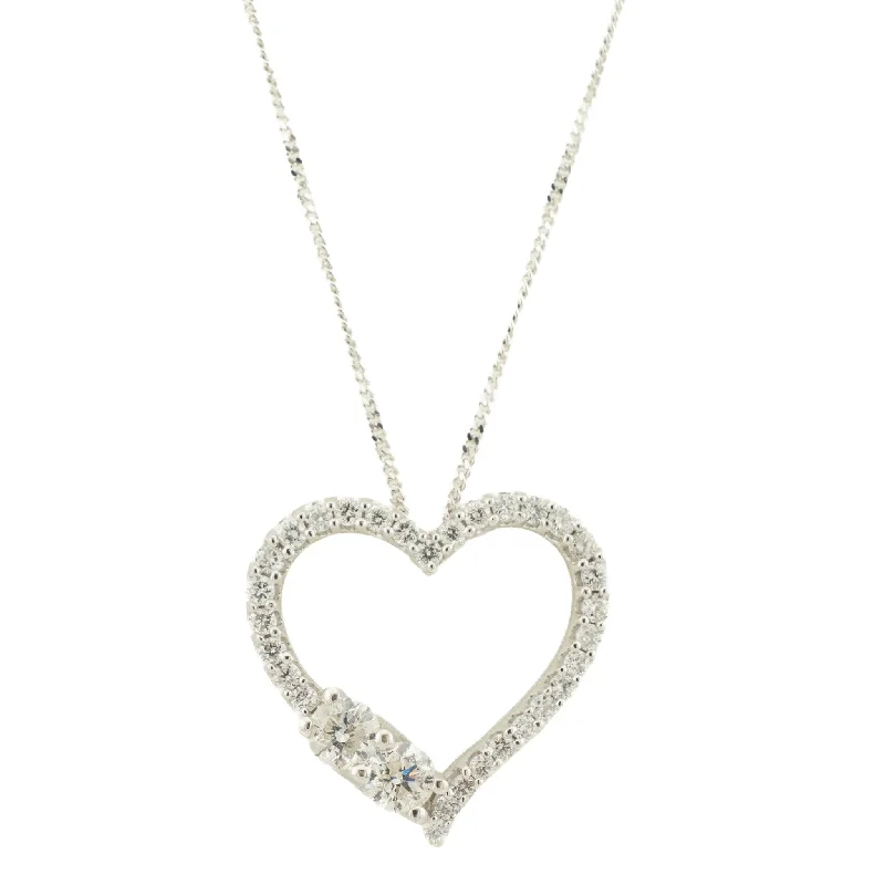 double chain necklaces for women -double chain necklaces for women -Ever Us 0.55ctw Diamond Accented Heart Pendant with Chain Necklace in 14K White Gold