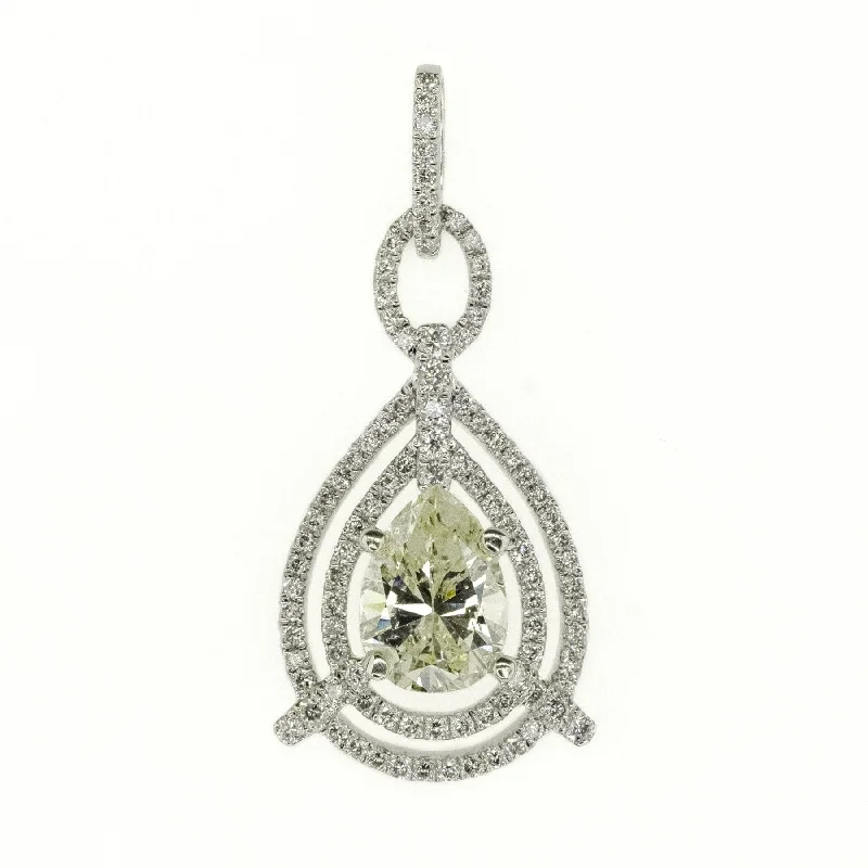 cute necklaces for women -cute necklaces for women -1.65ctw Pear Diamond Pendant on 18" Necklace in 14K White Gold