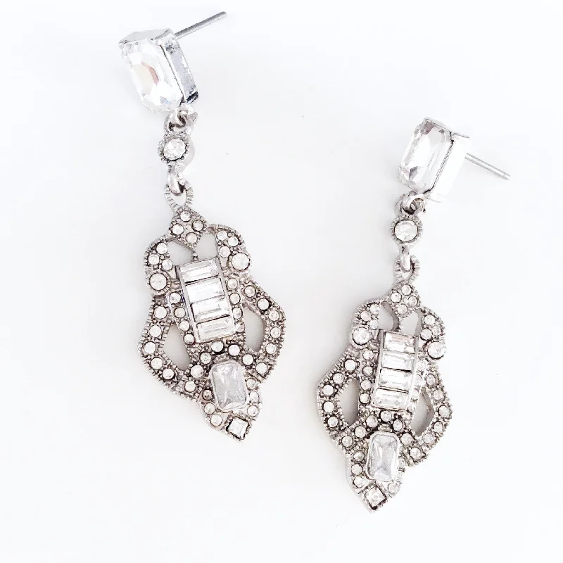 luxury earrings for women -luxury earrings for women -VNINTAGE ART DECO DIAMANTÉ EARRINGS