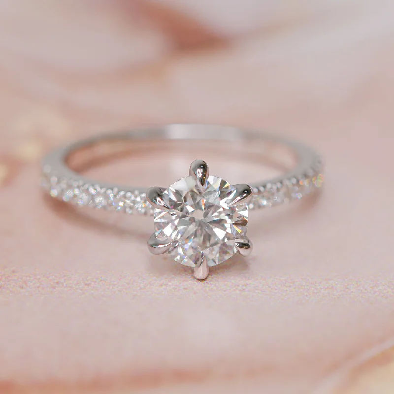 simple engagement rings for women -simple engagement rings for women -Setting Sun  Natural Round  Diamond Engagement Ring