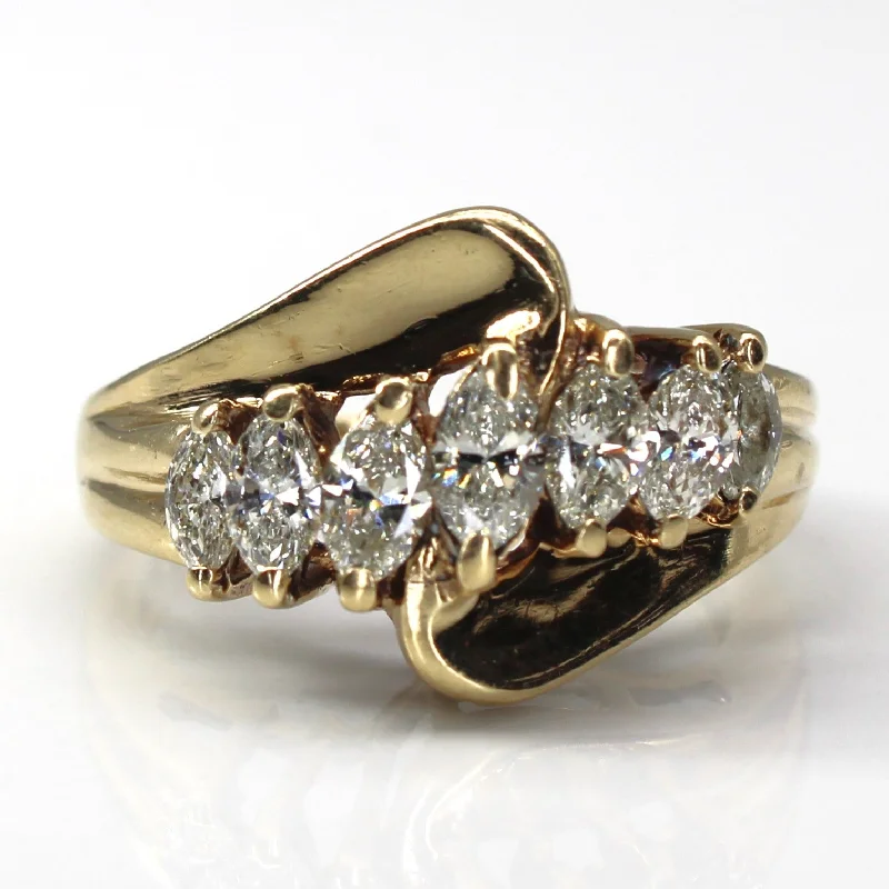 fashion rings for women -fashion rings for women -Marquise Diamond Bypass Gold Ring | 1.32ctw | SZ 6 |