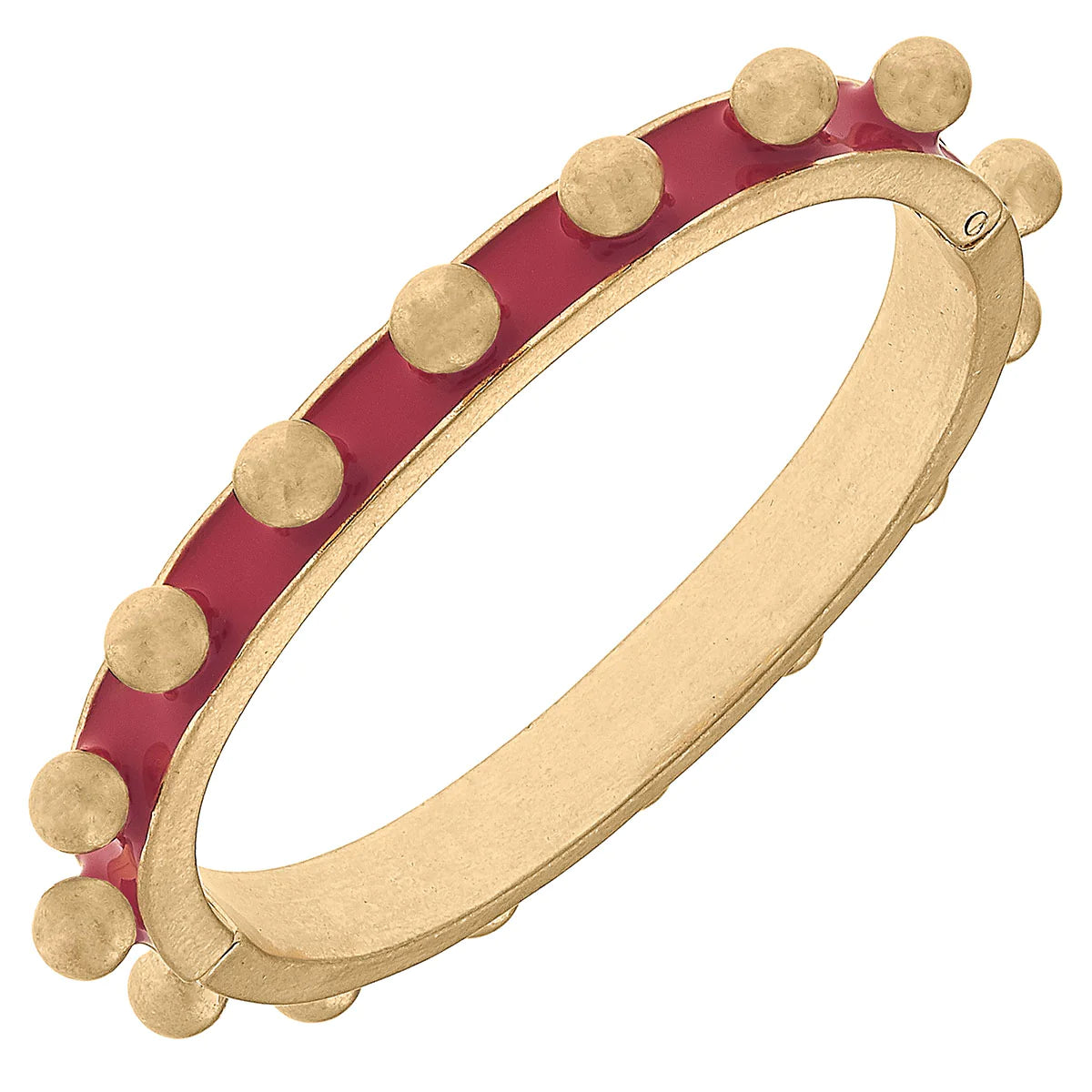 fashionable charm bracelets -fashionable charm bracelets -Jenna Chunky Enamel Studded Metal Hinge Bangle in Fuchsia