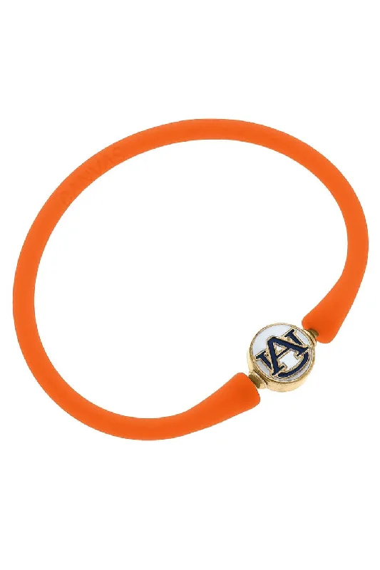 elegant gold bangles for women -elegant gold bangles for women -Auburn Tigers Enamel Silicone Bali Bracelet - Orange and Blue