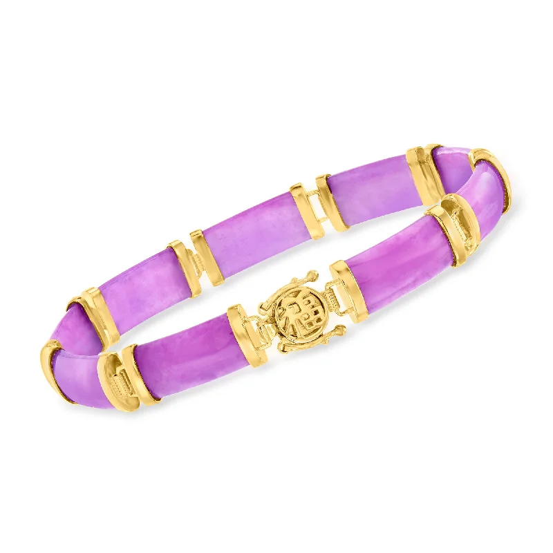 unique bangles for women -unique bangles for women -Ross-Simons Purple Jade Chinese Symbol Bracelet in 18kt Gold Over Sterling