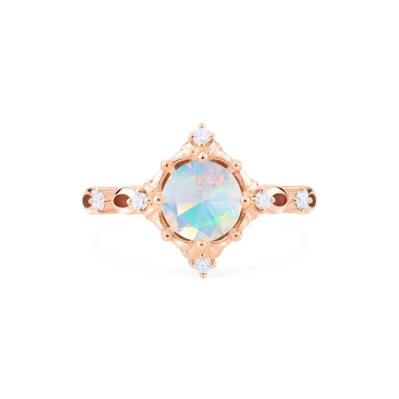 women’s unique gemstone engagement rings -women’s unique gemstone engagement rings -[Annalise] Victorian Heirloom Engagement Ring in Opal