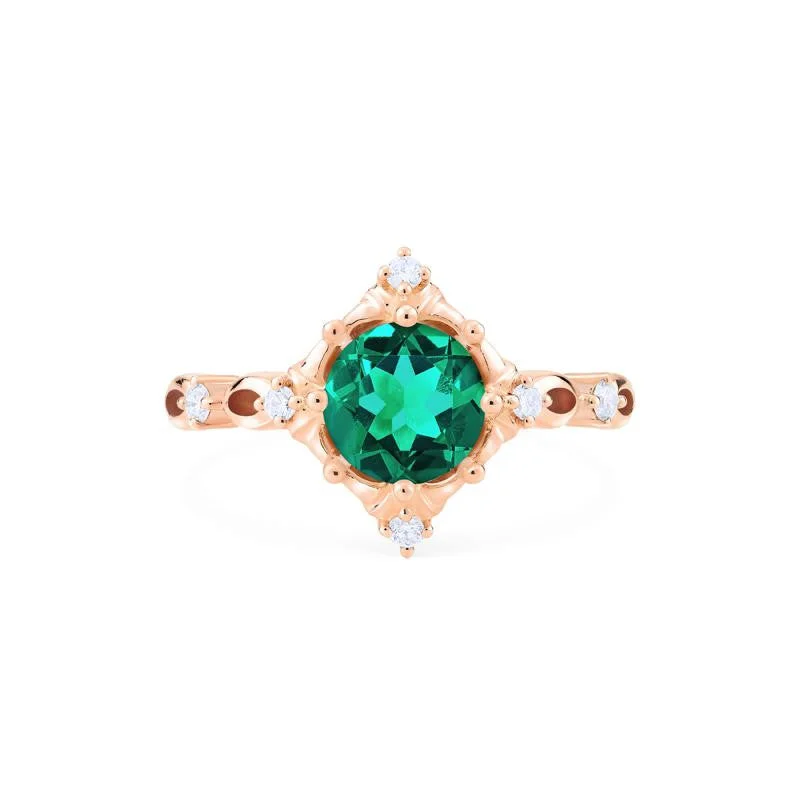 diamond wedding rings -diamond wedding rings -[Annalise] Victorian Heirloom Engagement Ring in Lab Emerald